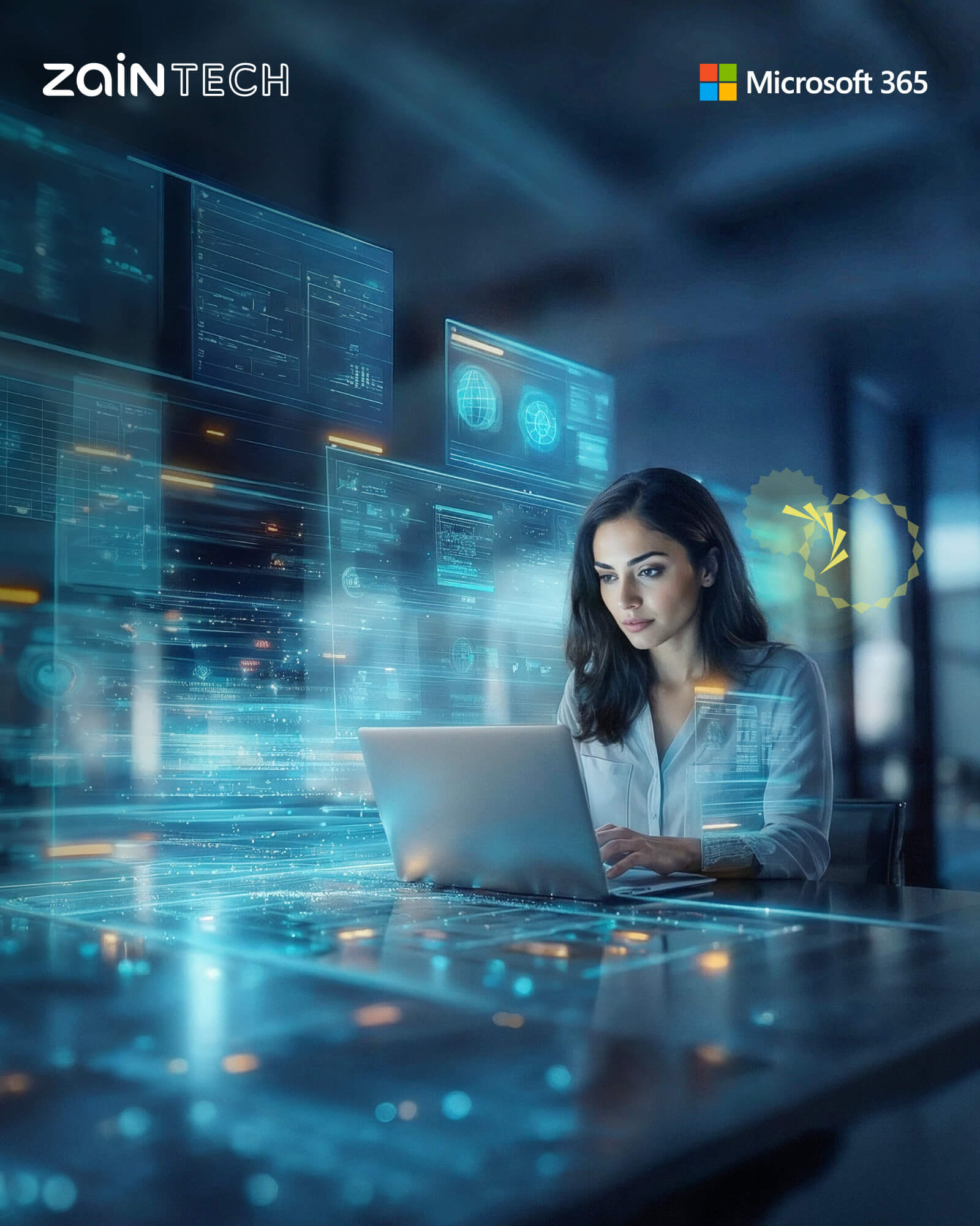 Professional working with Microsoft 365